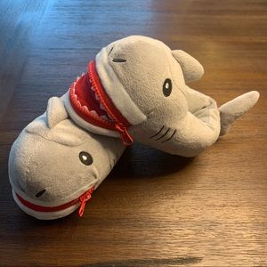 Fun Gray Shark Slippers with Zippered Mouth 11-12